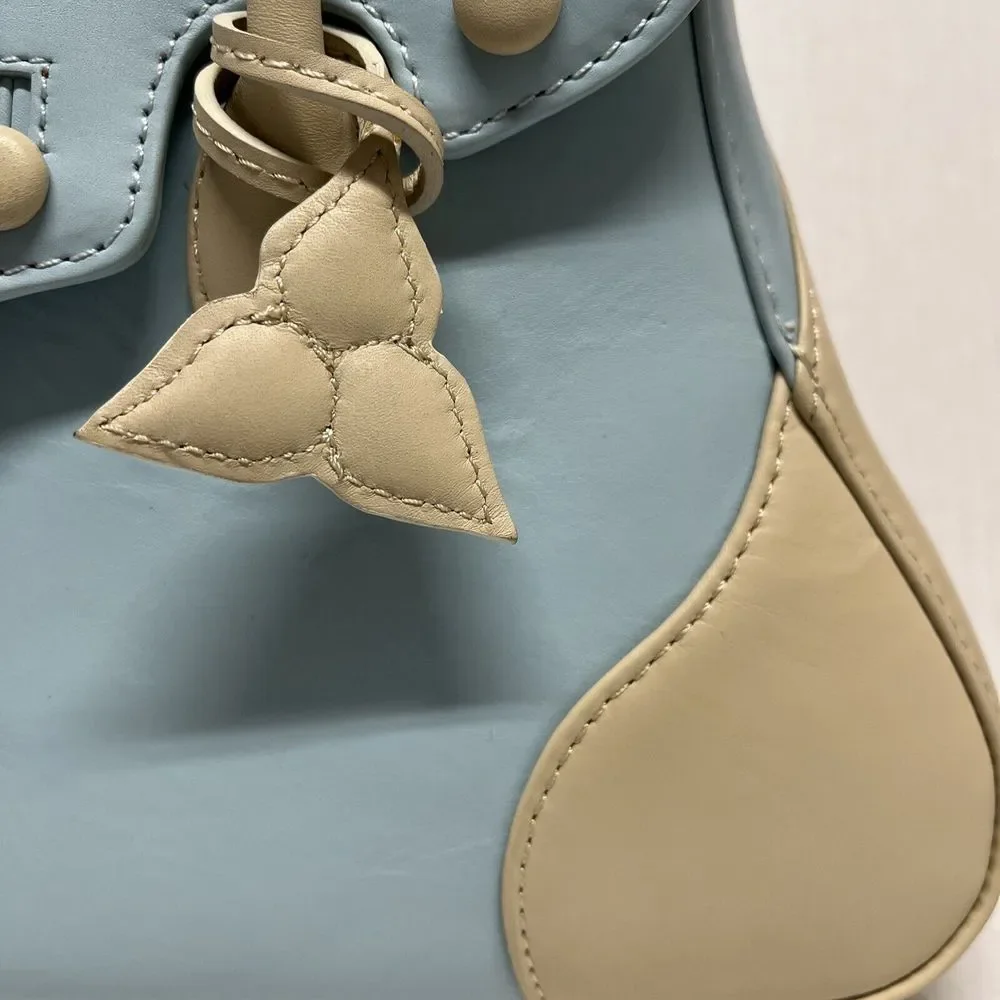 Deborah Lewis Baby Blue and Cream Double Handle Satchel Handbag NWOT - Picture 4 of 10